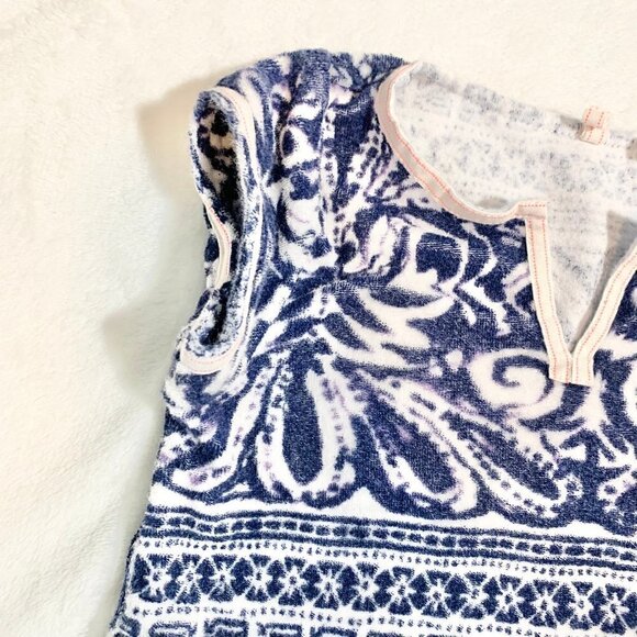 5/$25 Crewcuts terry cloth blue white printed short sleeve swimsuit cover‎ dress - Picture 3 of 6